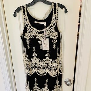 NWT Black Dress with Lace Accents